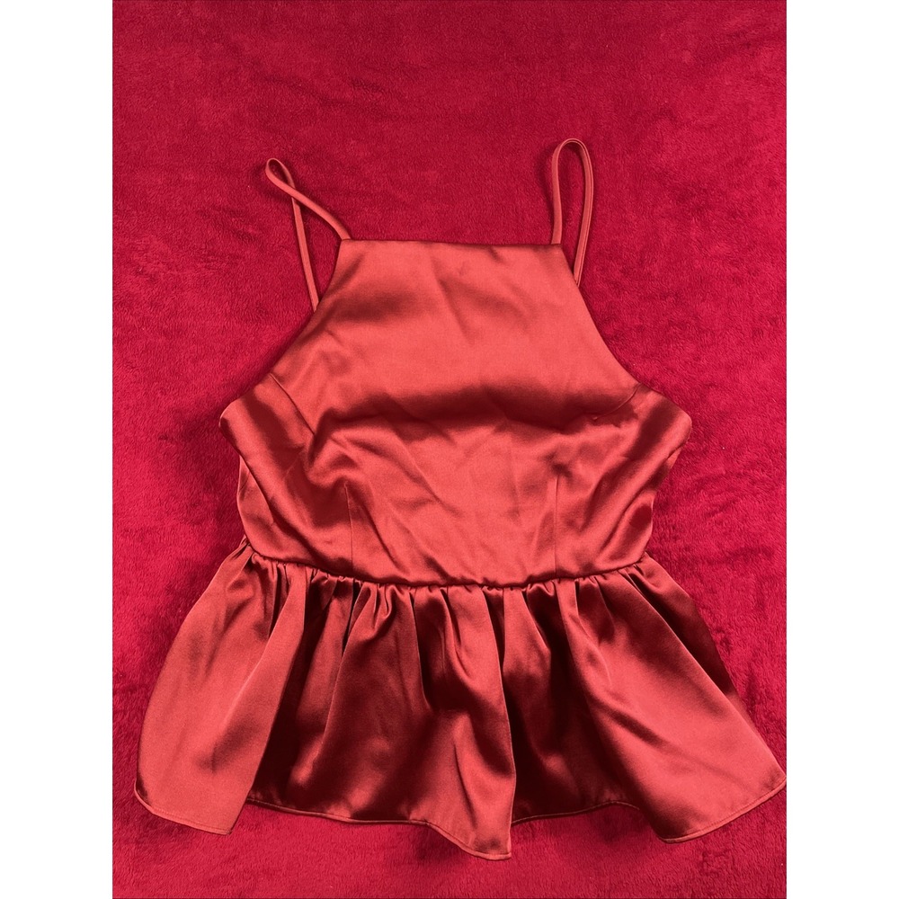 Satin Peplum Strappy Top In A Rust Color Size SMALL Brand New with Tags